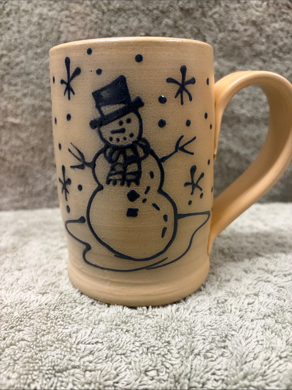 Beige Holiday Snowman Ceramic Mug